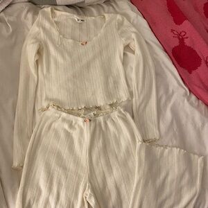 Pink Rose Cream Textured Knit Set